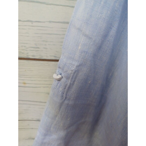 Inserch Collezione Blue 100% Linen Shirt Sz L Button Up Short Sleeve Mens - Picture 3 of 10